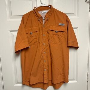 Columbia PFG Men's Nylon Rust Orange Short Sleeve Shirt